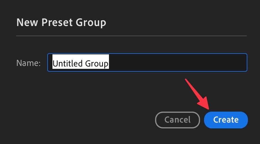 create a new group in Lightroom