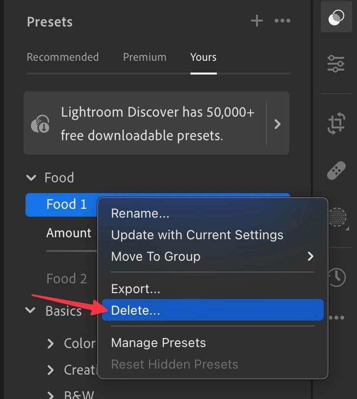 delete Lightroom presets