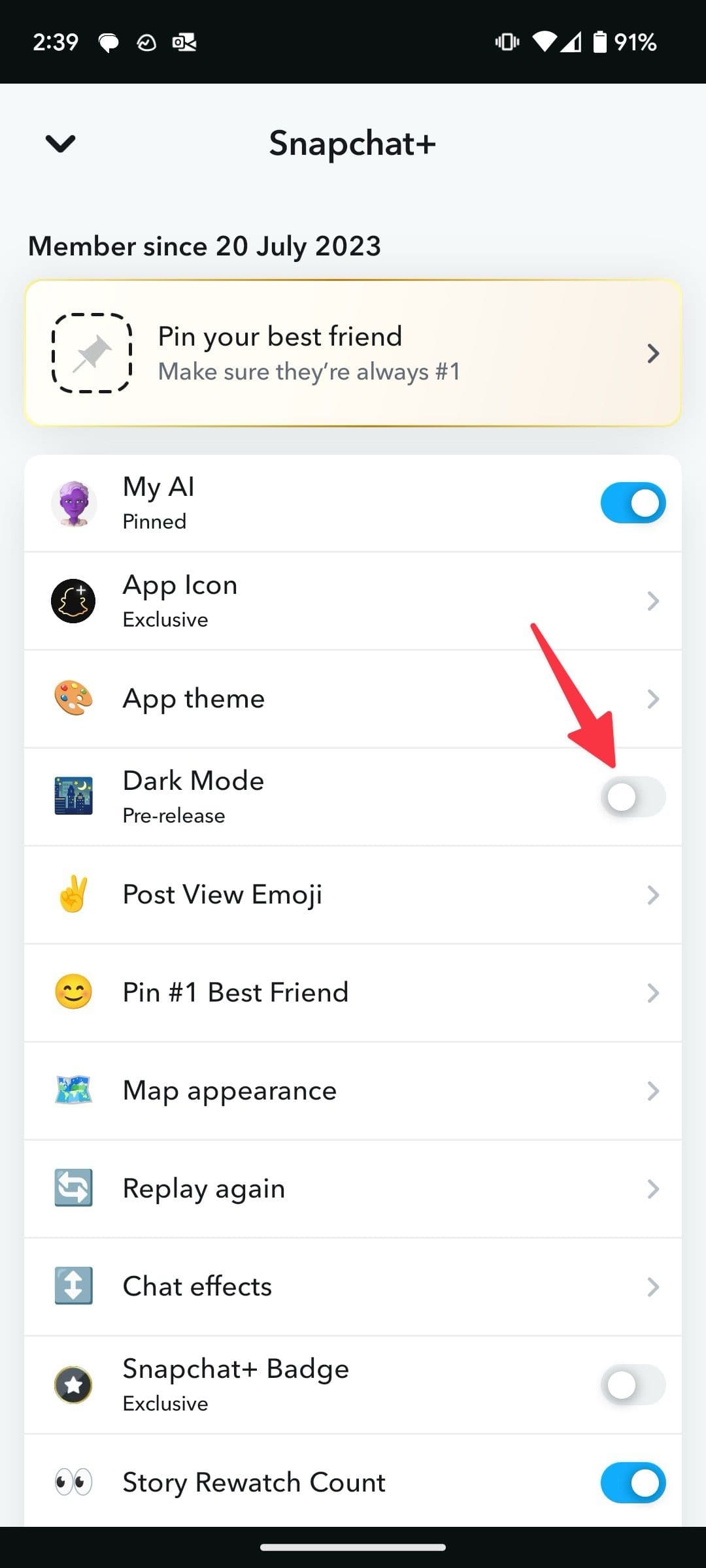 ενεργοποιήστε τη σκοτεινή λειτουργία στο Snapchat Android