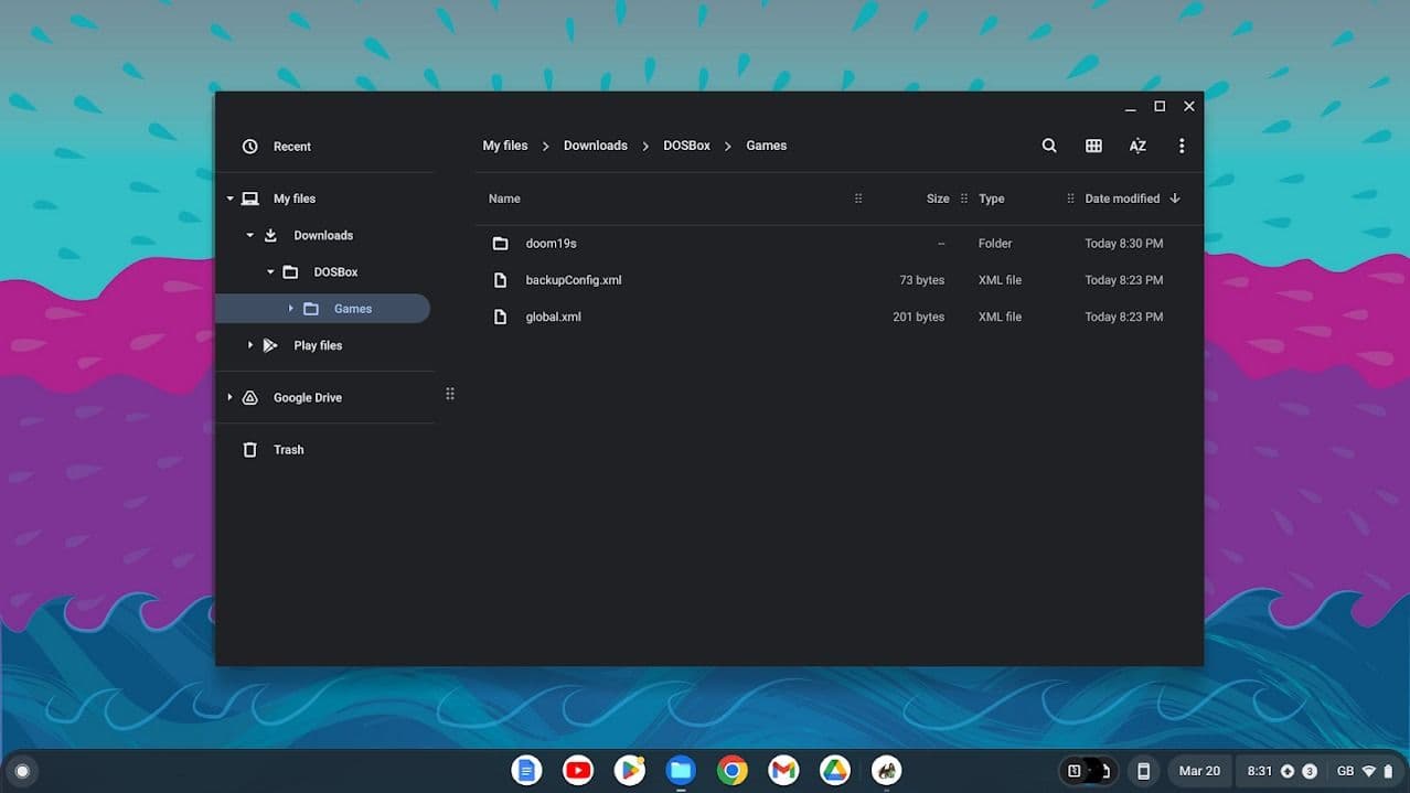 παράθυρο chromebook σε μπλε ροζ μπλε φόντο