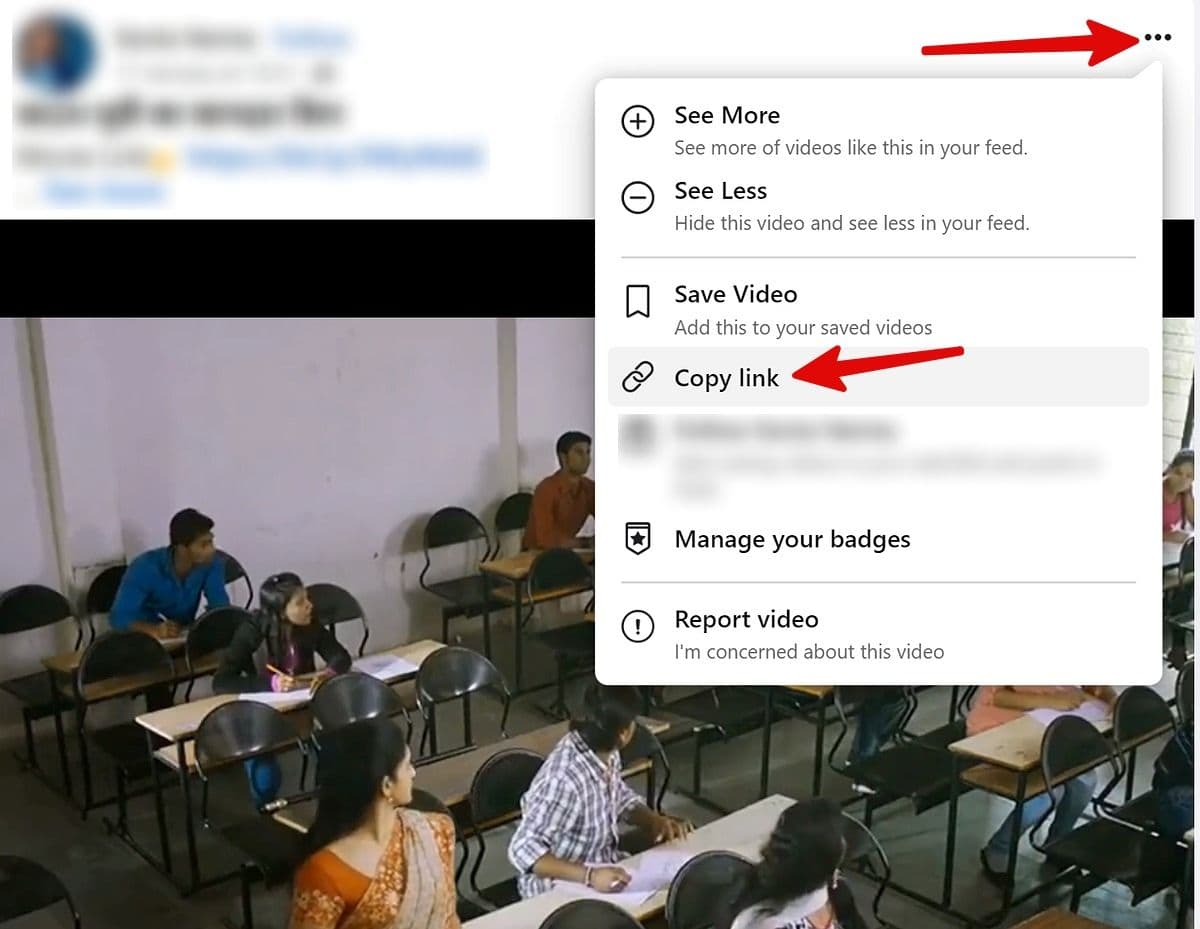 αντιγράψτε τον σύνδεσμο βίντεο του Facebook