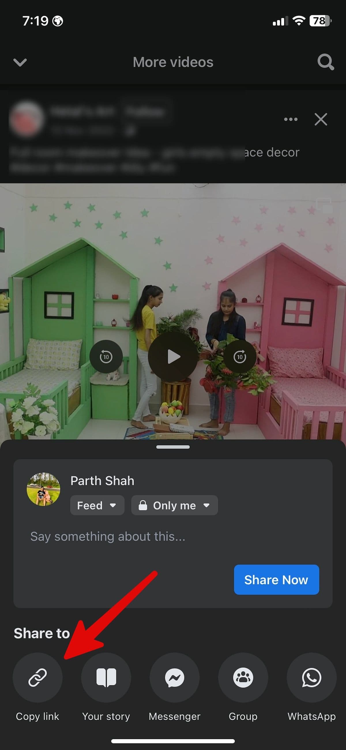 αντιγράψτε τον σύνδεσμο βίντεο στο facebook