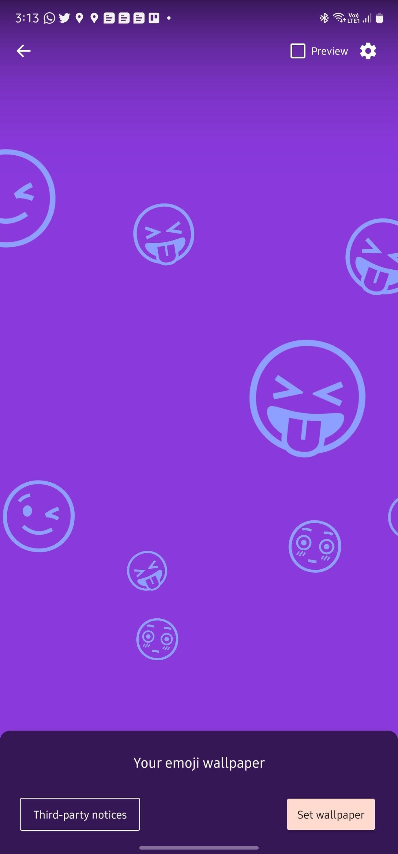 Προεπισκόπηση ταπετσαρίας Emoji σε τηλέφωνο Samsung Galaxy