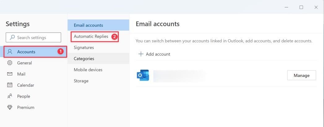 Νέο στιγμιότυπο οθόνης σελίδας ρυθμίσεων του Outlook