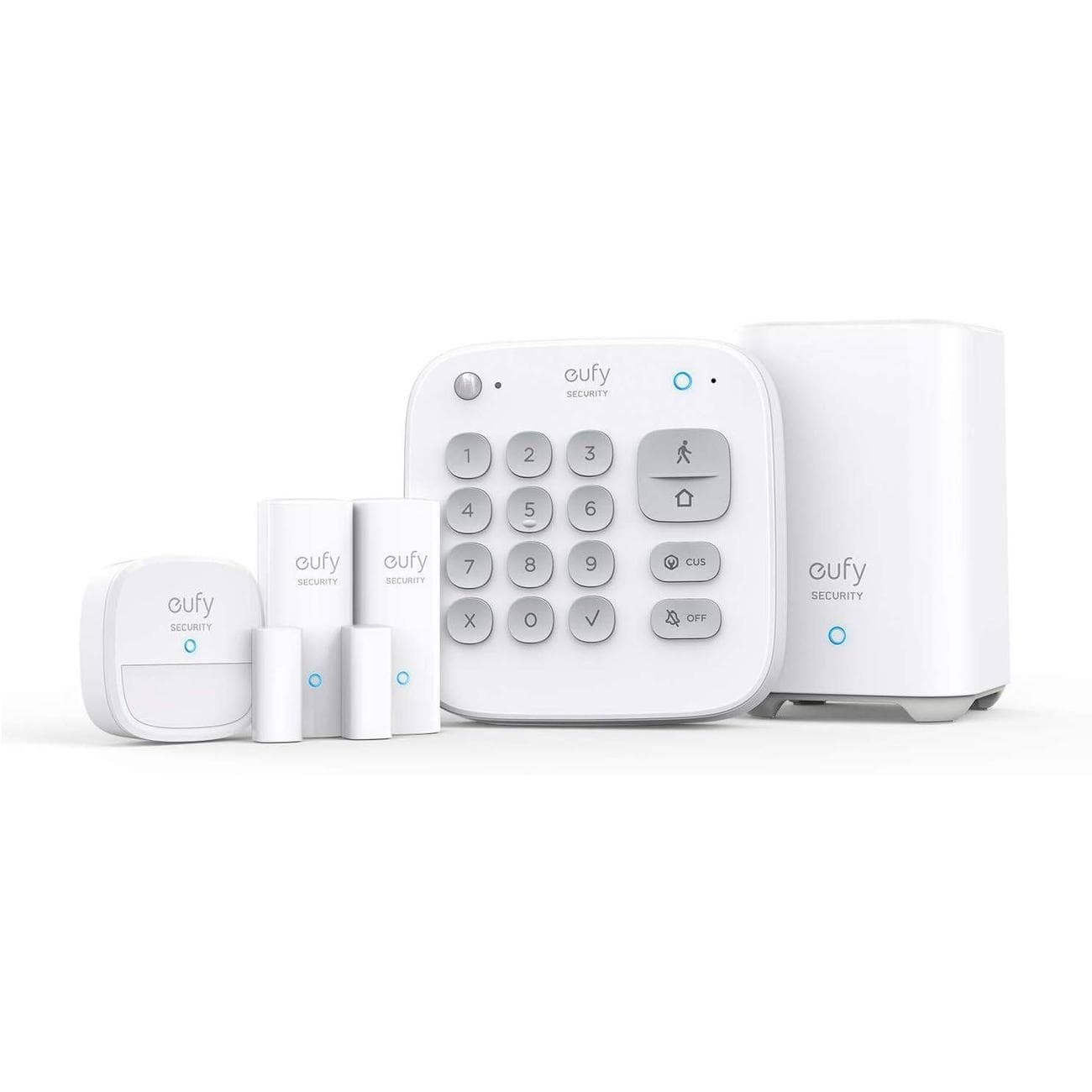 Eufy 5-Piece Home Alarm Kit including hub, keypad, motion sensor, and entry sensors