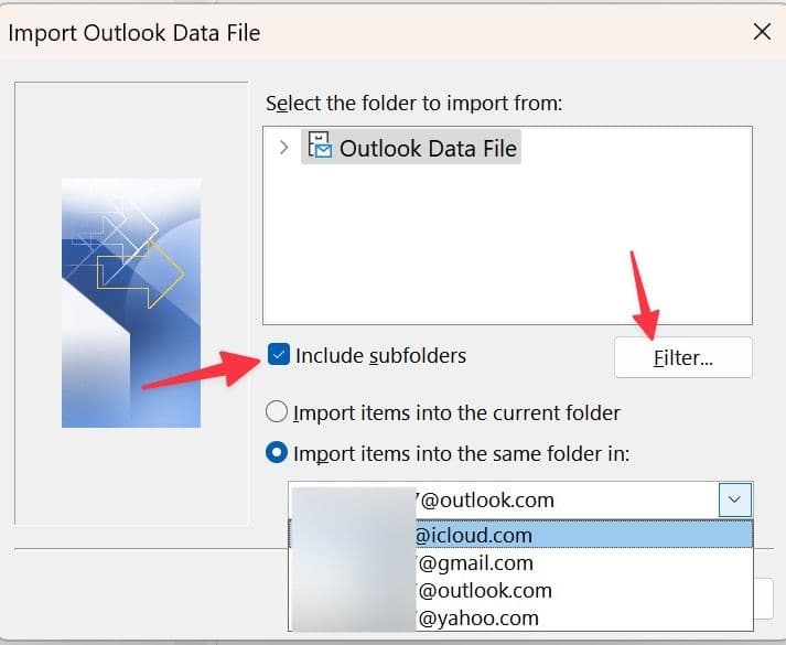 συμπεριλάβετε φακέλους και ελέγξτε τα φίλτρα