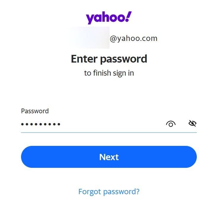 εισάγετε τον κωδικό πρόσβασης yahoo