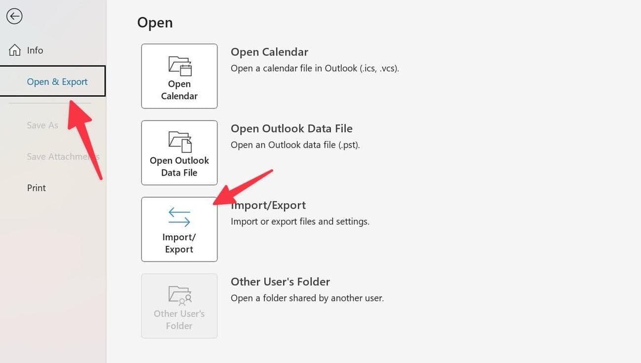εξαγωγή στο Outlook