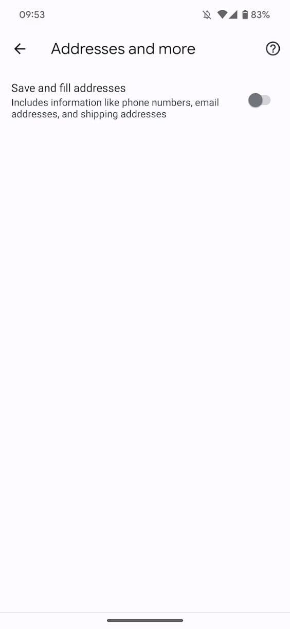 στιγμιότυπο οθόνης της οθόνης διευθύνσεων της εφαρμογής Google Chrome για Android