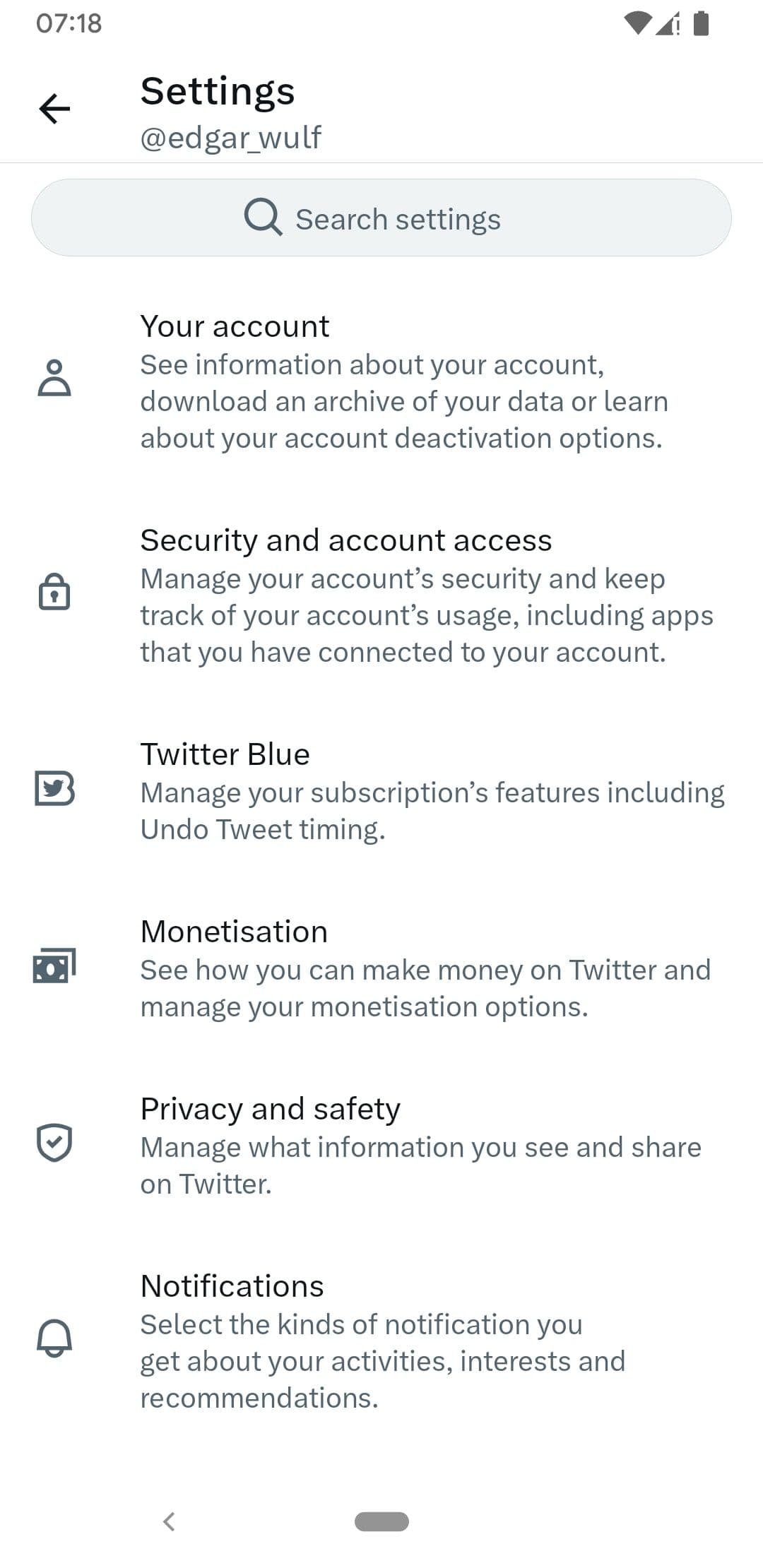 Ρυθμίσεις προφίλ Twitter