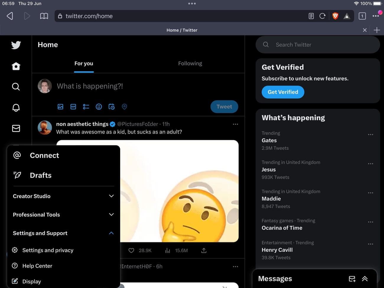 Ρυθμίσεις έκδοσης ιστού Twitter
