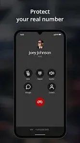 Οθόνη κλήσης στην εφαρμογή Hushed για κινητά