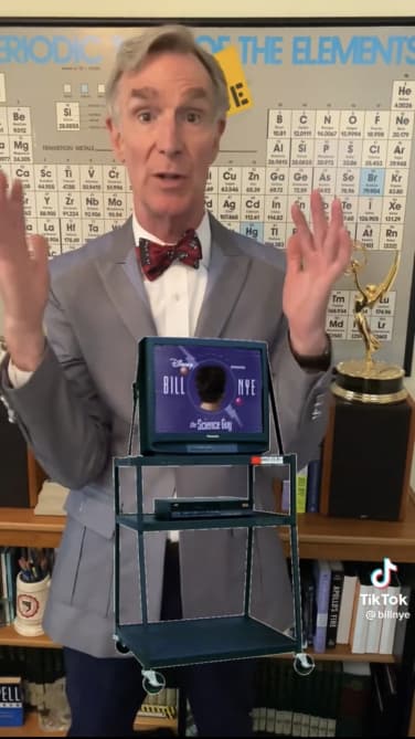 A screenshot of one of Nye's TikTok videos.