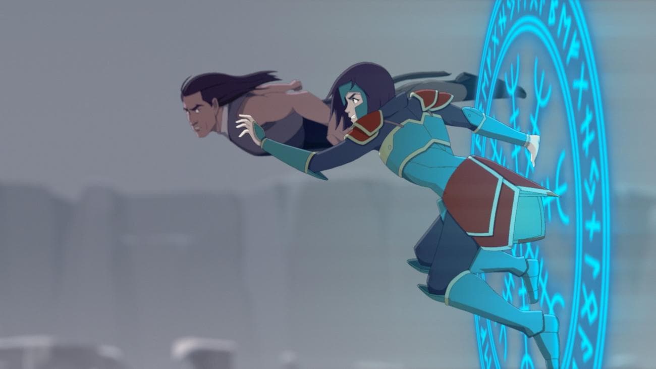 Η Katie Chang, η φωνή της Maddie, και η Raza Jaffrey, η φωνή της Chanda