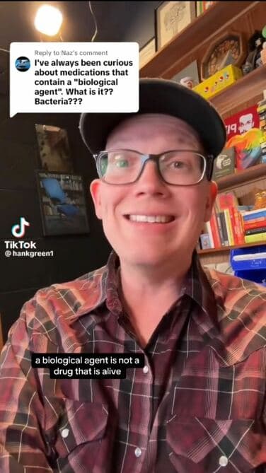 A screenshot from one of Hank Green's TikTok videos