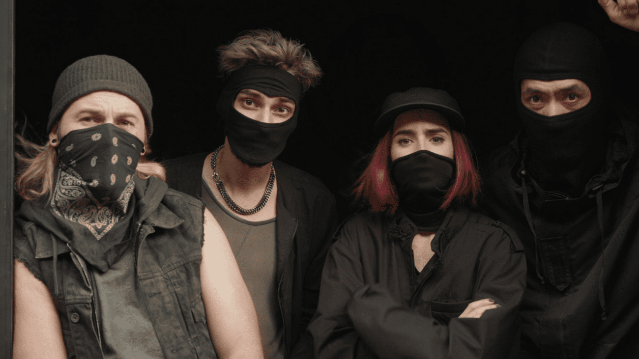 Masked fighter in a scene from 