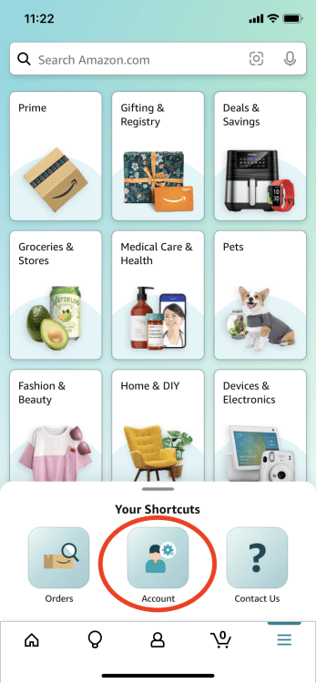 ένα στιγμιότυπο οθόνης της εφαρμογής amazon