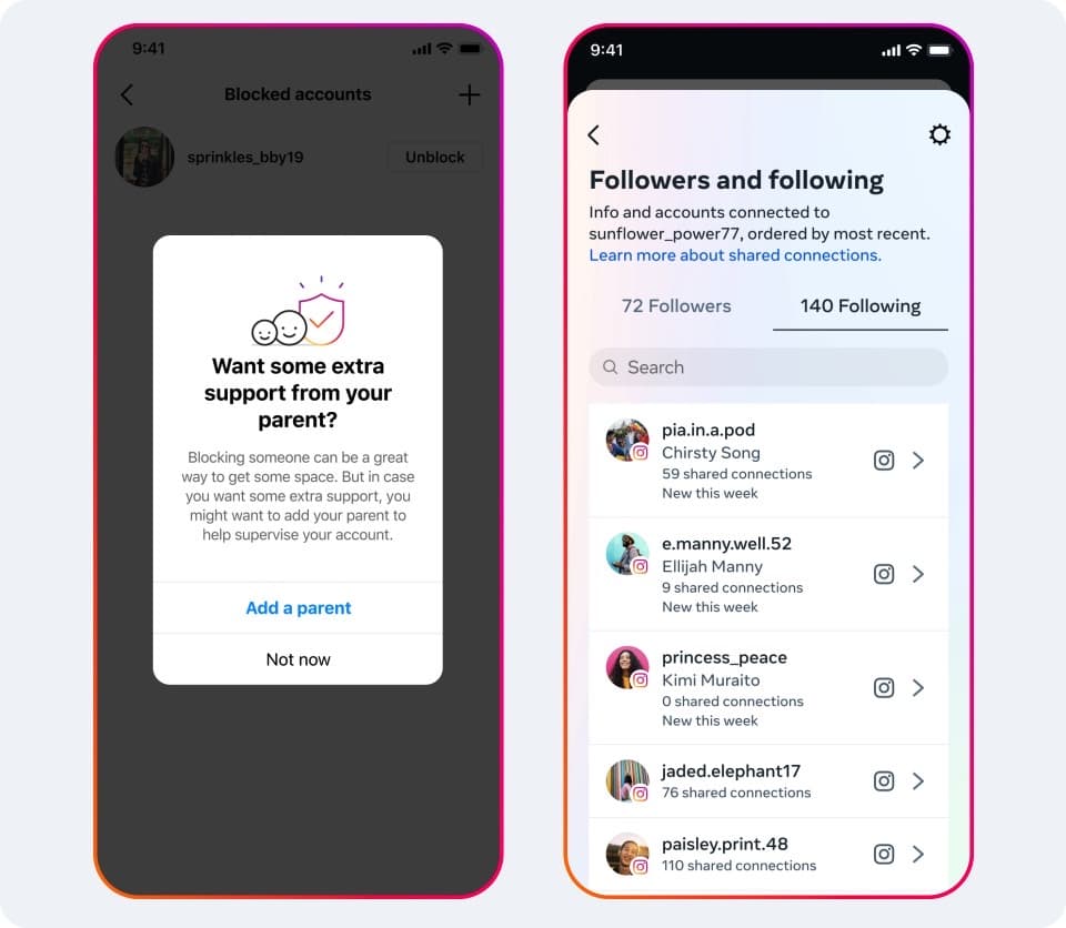 Γονική επίβλεψη Instagram: Οι έφηβοι θα δουν προτροπές για να ζητήσουν τη βοήθεια των γονέων όταν μπλοκάρουν μια αλληλεπίδραση.