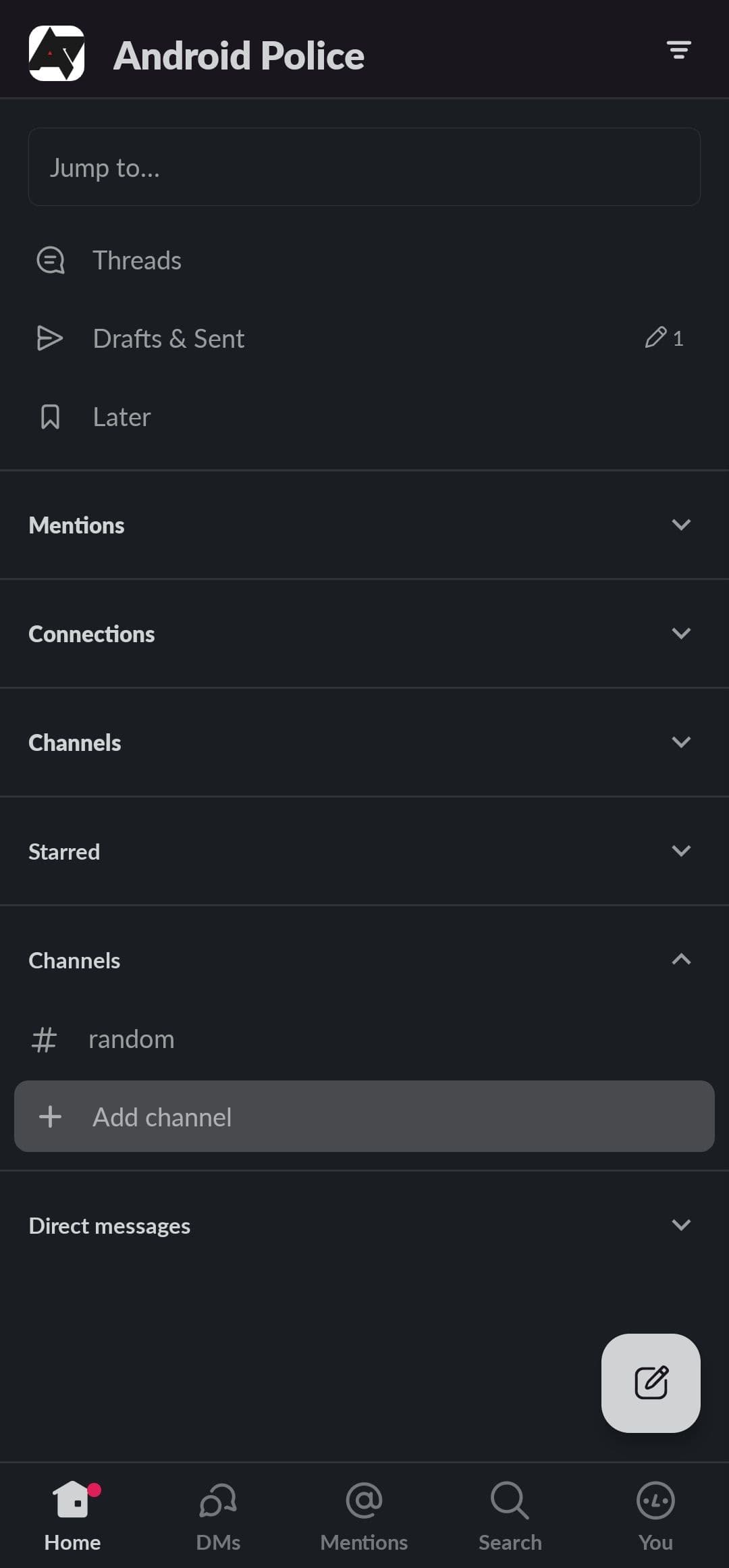 Slack αρχική σελίδα
