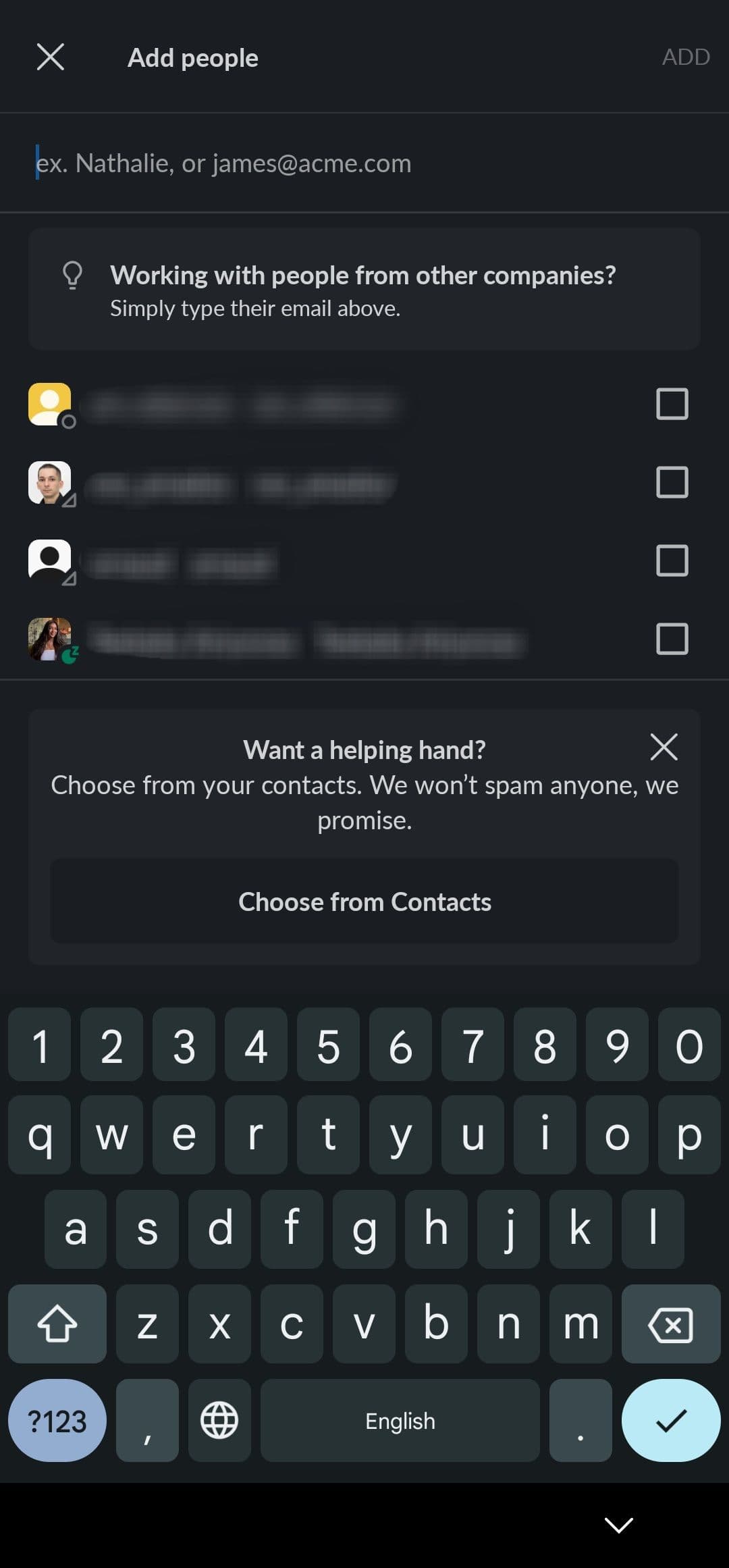 Προσθήκη ατόμων στο νέο σας κανάλι Slack