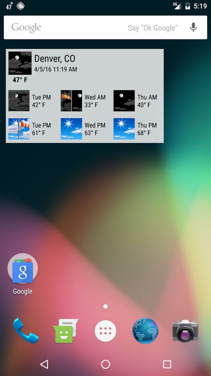 Γραφικό στοιχείο NOAA Weather & Tides