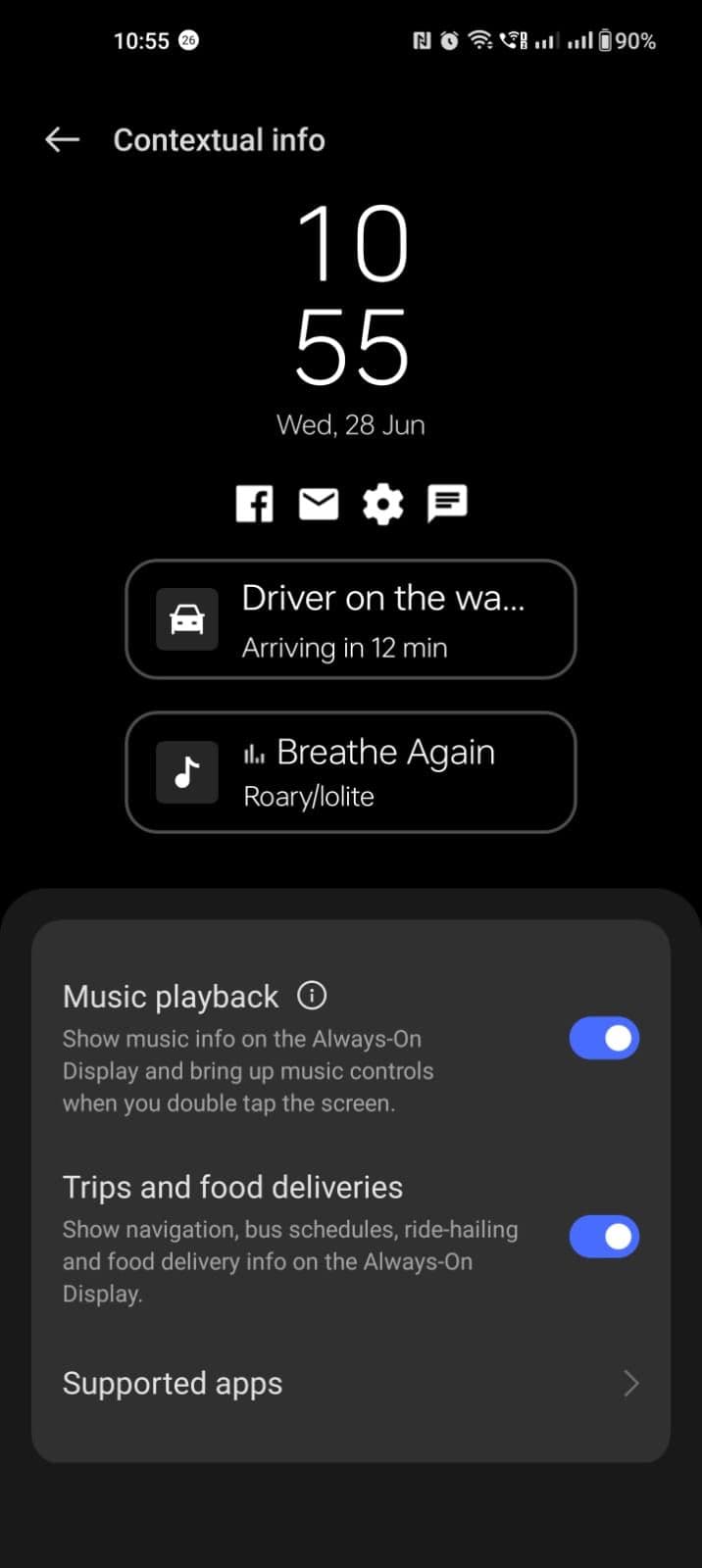 OnePlus 11 Always On Display Μενού πληροφοριών με βάση τα συμφραζόμενα