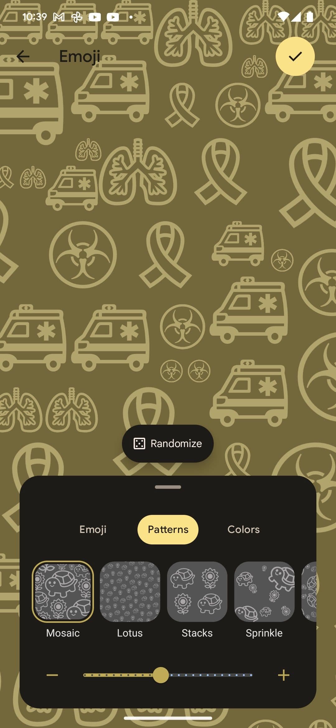 Επιλογές προσαρμογής ταπετσαρίας emoji