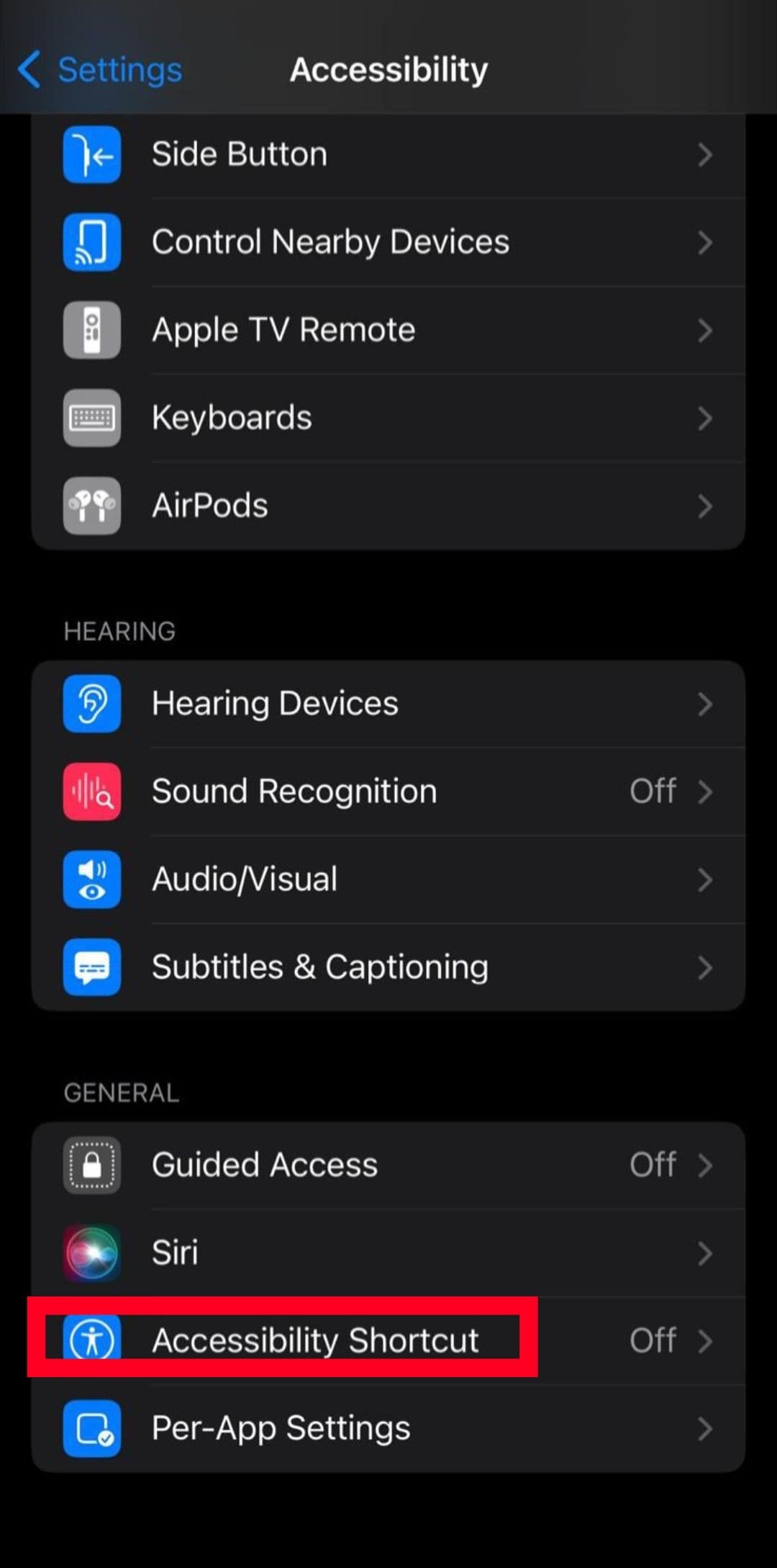 Στιγμιότυπο οθόνης των ρυθμίσεων του iphone