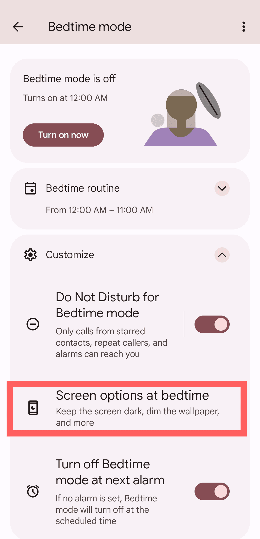 Στιγμιότυπο οθόνης των ρυθμίσεων Google Pixel