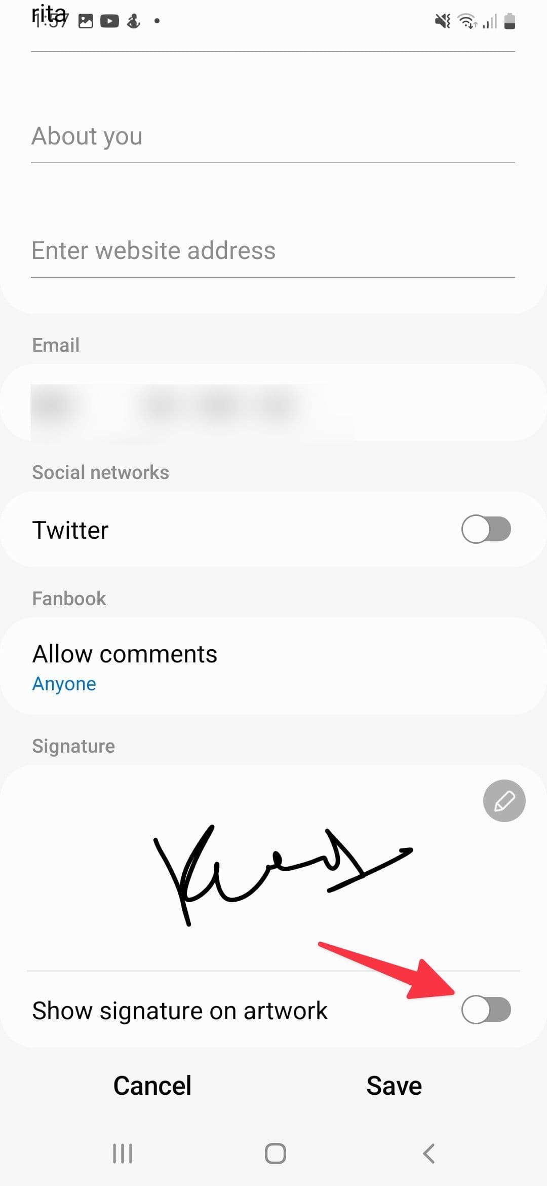 Υπογραφή PENUP σε όλα τα έργα τέχνης