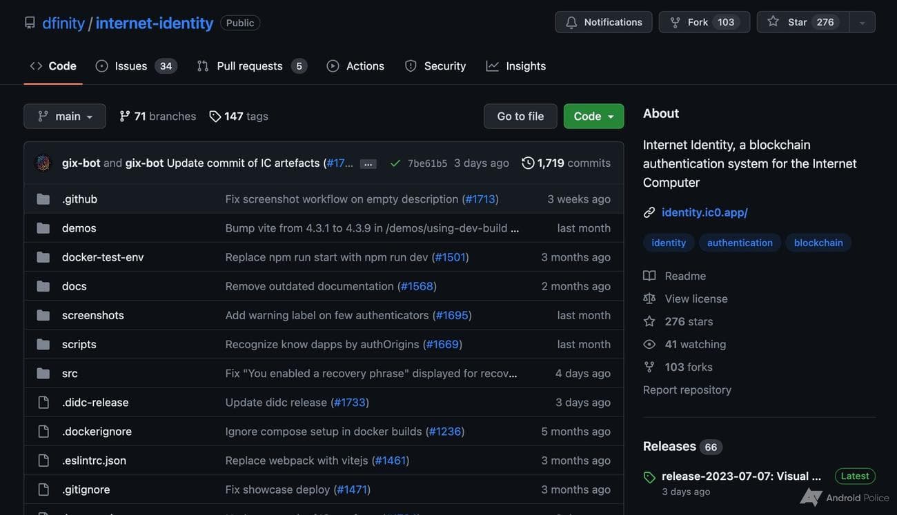 Κωδικός ταυτότητας Διαδικτύου στο GitHub.