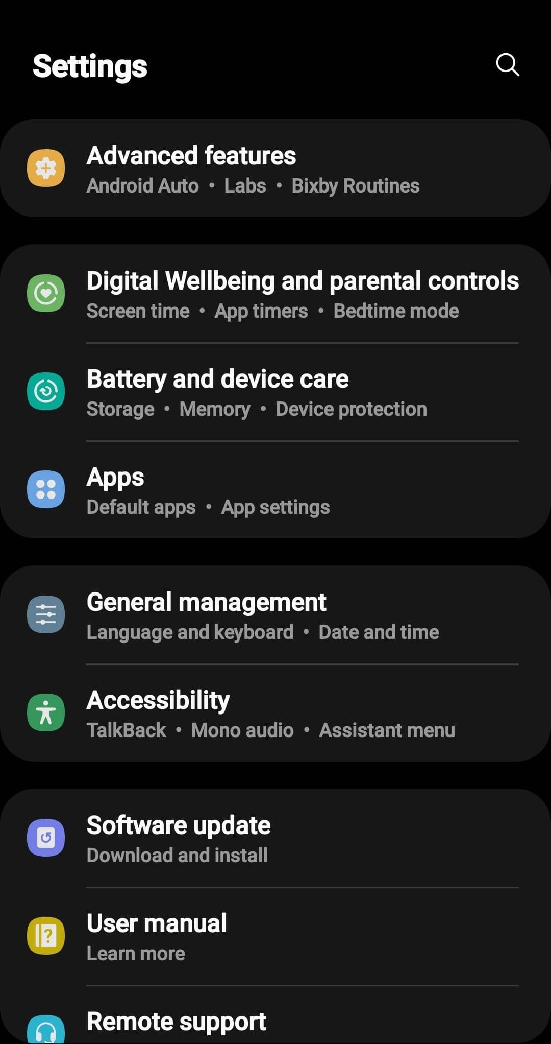 Στιγμιότυπο οθόνης των ρυθμίσεων τηλεφώνου Android