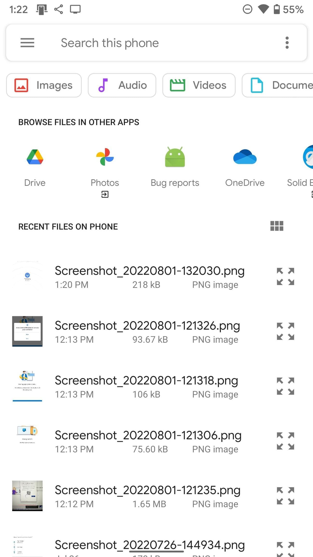 Select media on Android via Snapdrop