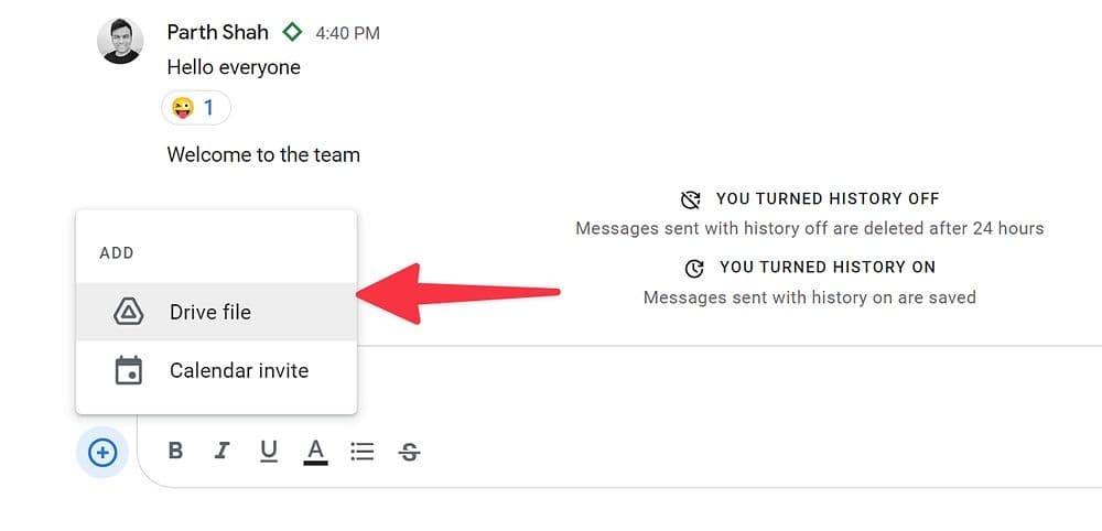επισυνάψτε ένα αρχείο google Drive στο Space
