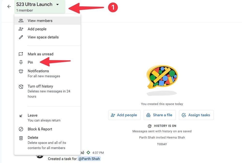 καρφιτσώστε σημαντικό χώρο στους χώρους Google