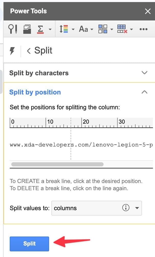 διαίρεση κειμένου σε ηλεκτρικά εργαλεία