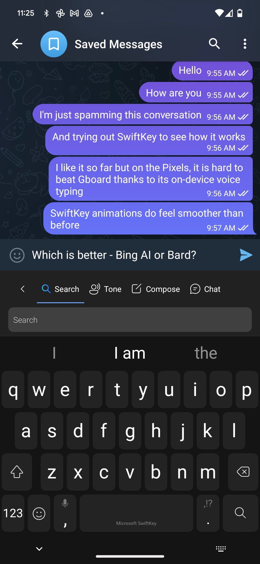 Κουμπιά Bing AI Chatbot στο Microsoft SwiftKey