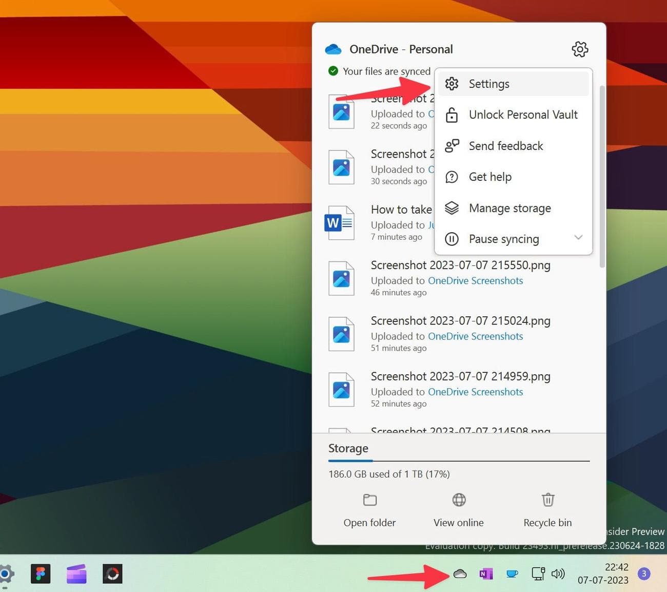 ρυθμίσεις του onedrive στα Windows