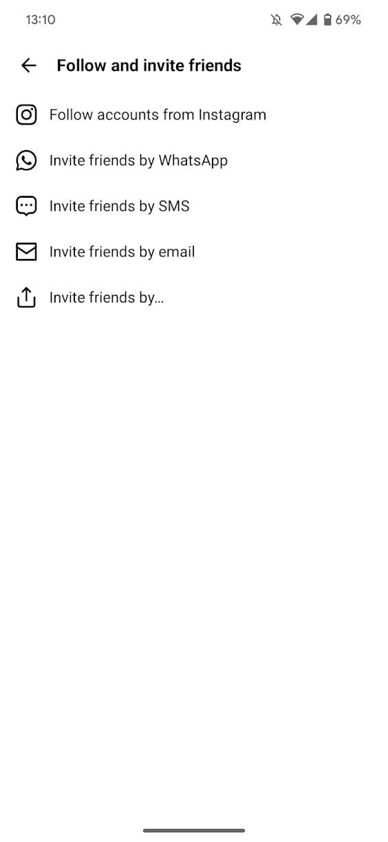 Επιλέξτε Ακολουθήστε λογαριασμούς από το Instagram και άλλα μέρη