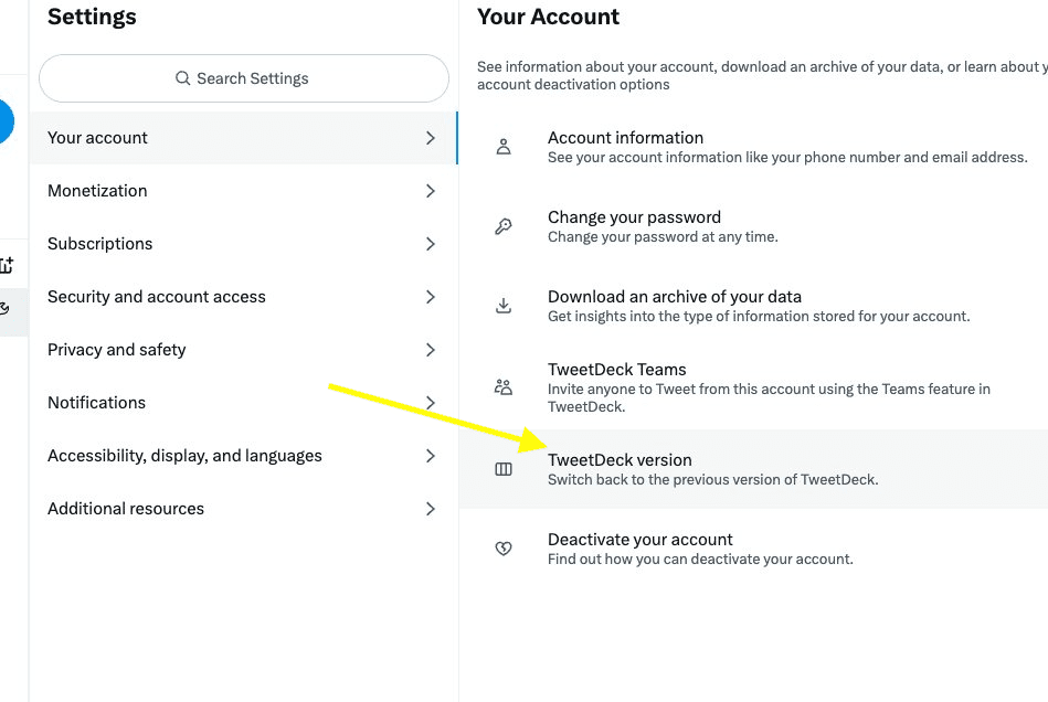 TweetDeck: Επαναφορά στην παλιά έκδοση