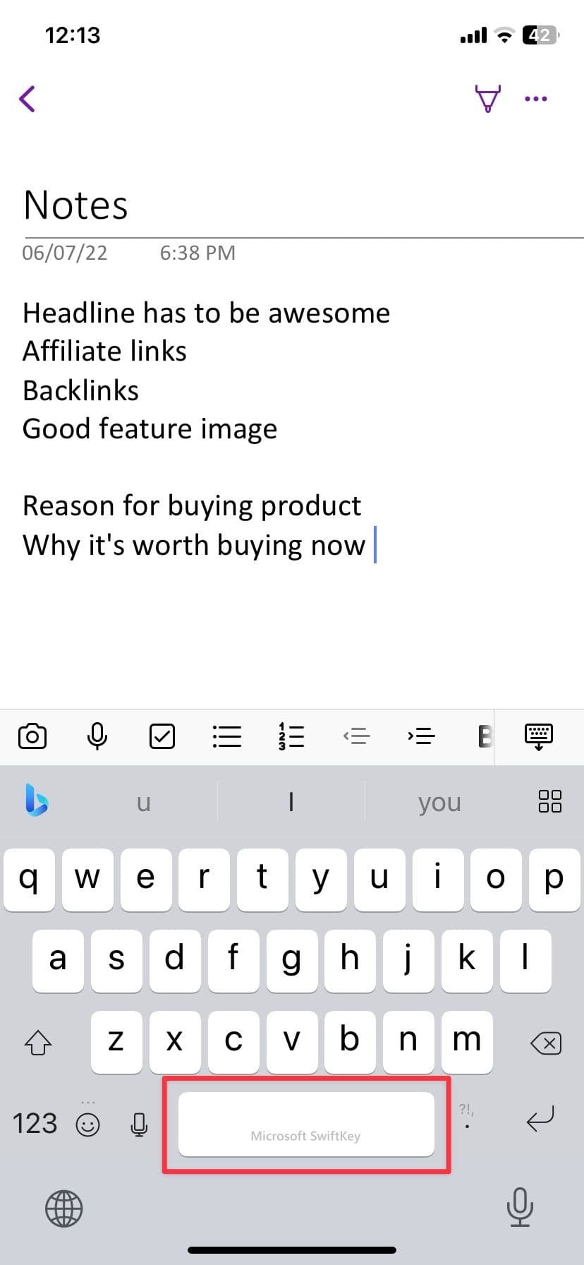 Πατήστε το πλήκτρο διαστήματος για να ενεργοποιήσετε το trackpad του iPhone
