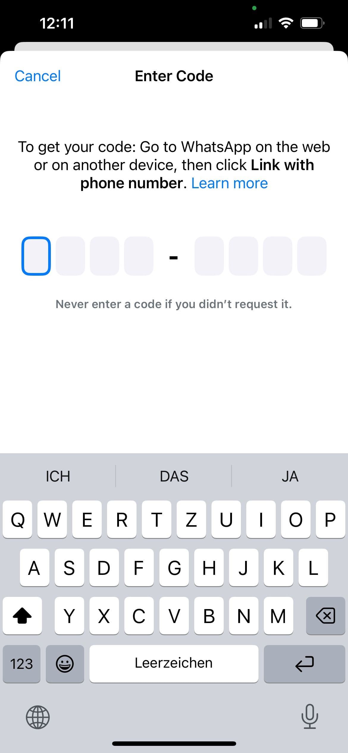 Κωδικός επαλήθευσης νέας συσκευής Σύνδεσμος WhatsApp