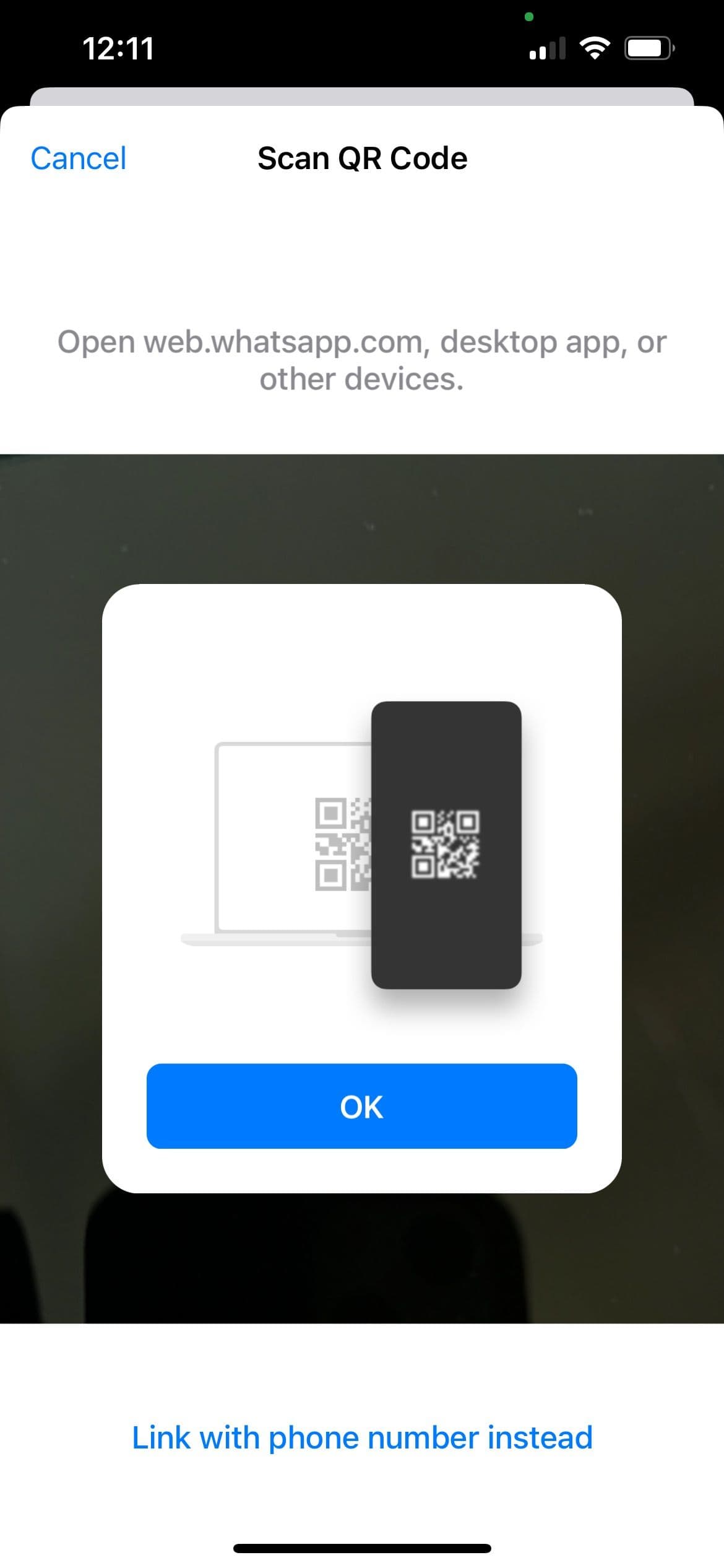 Αντί για επιλογή WhatsApp Link with Phone Number