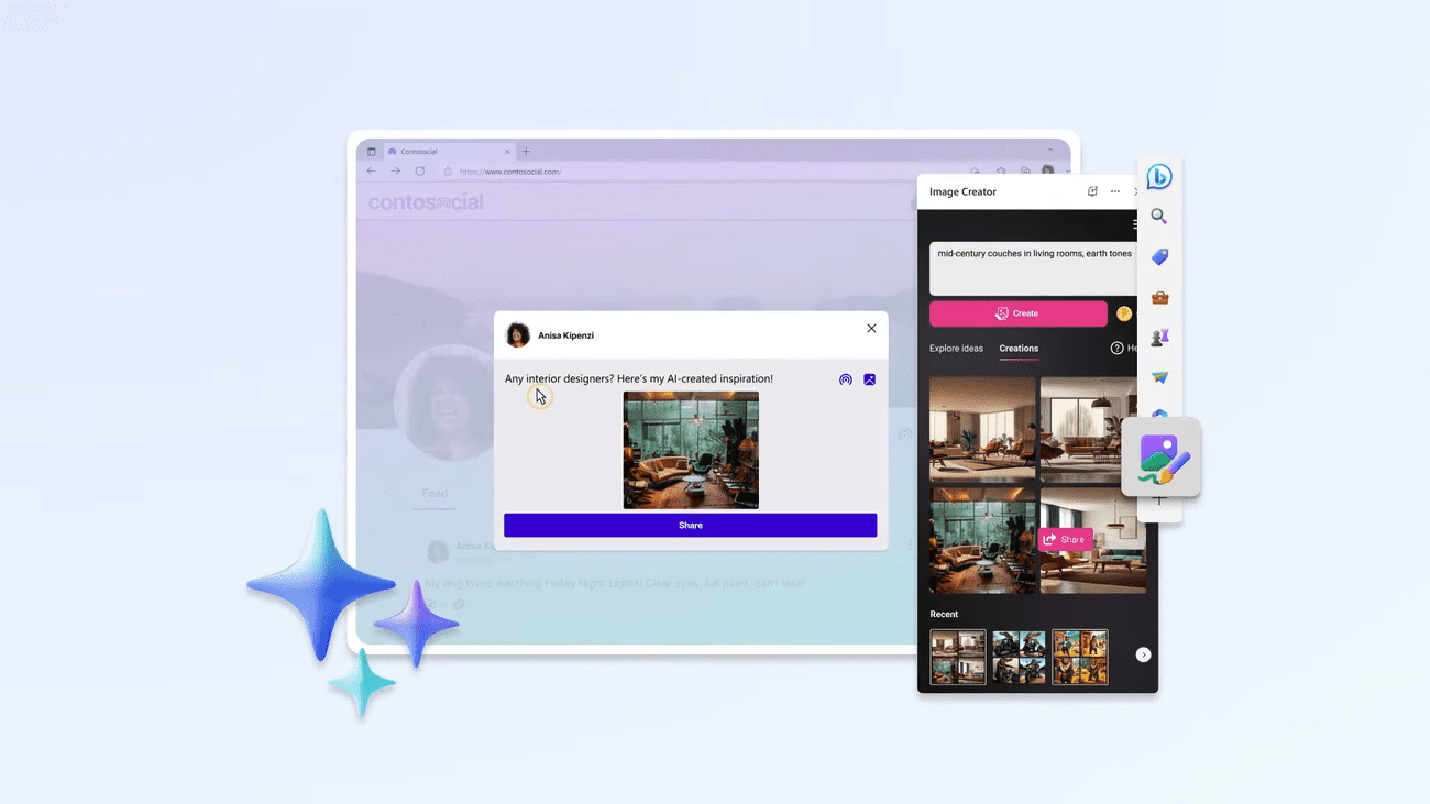 Microsoft's AI Image Creator tool is now available in Edge.