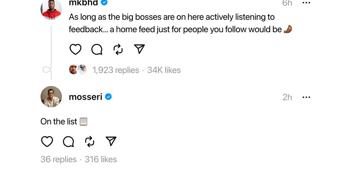 Επικεφαλής Instagram: μια ροή νημάτων μόνο για άτομα που ακολουθείτε είναι "Στη λίστα"
