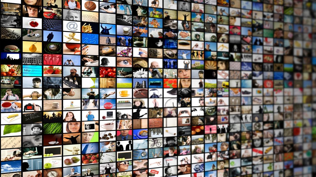 College of television screen images