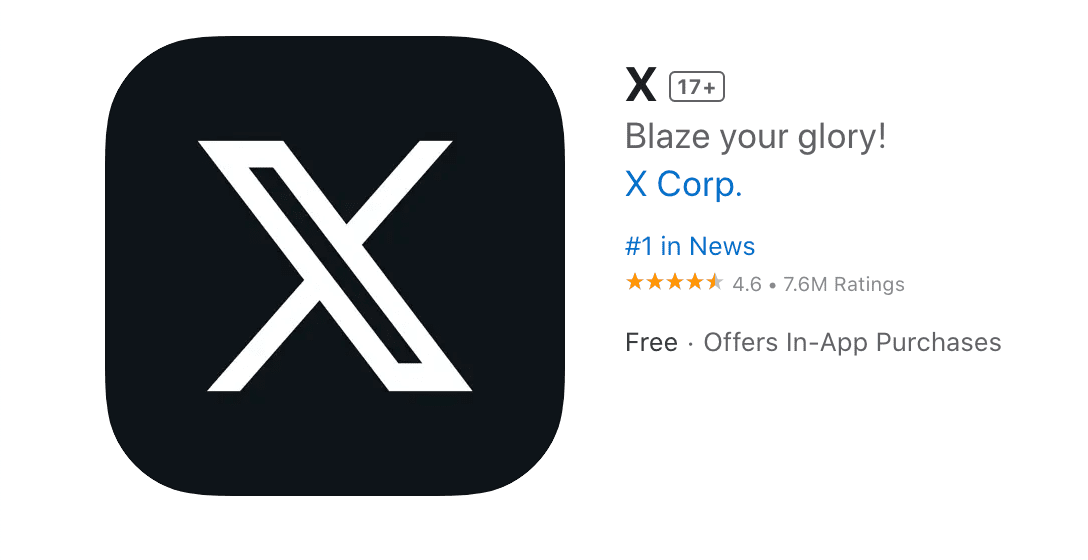 X in the iOS App Store