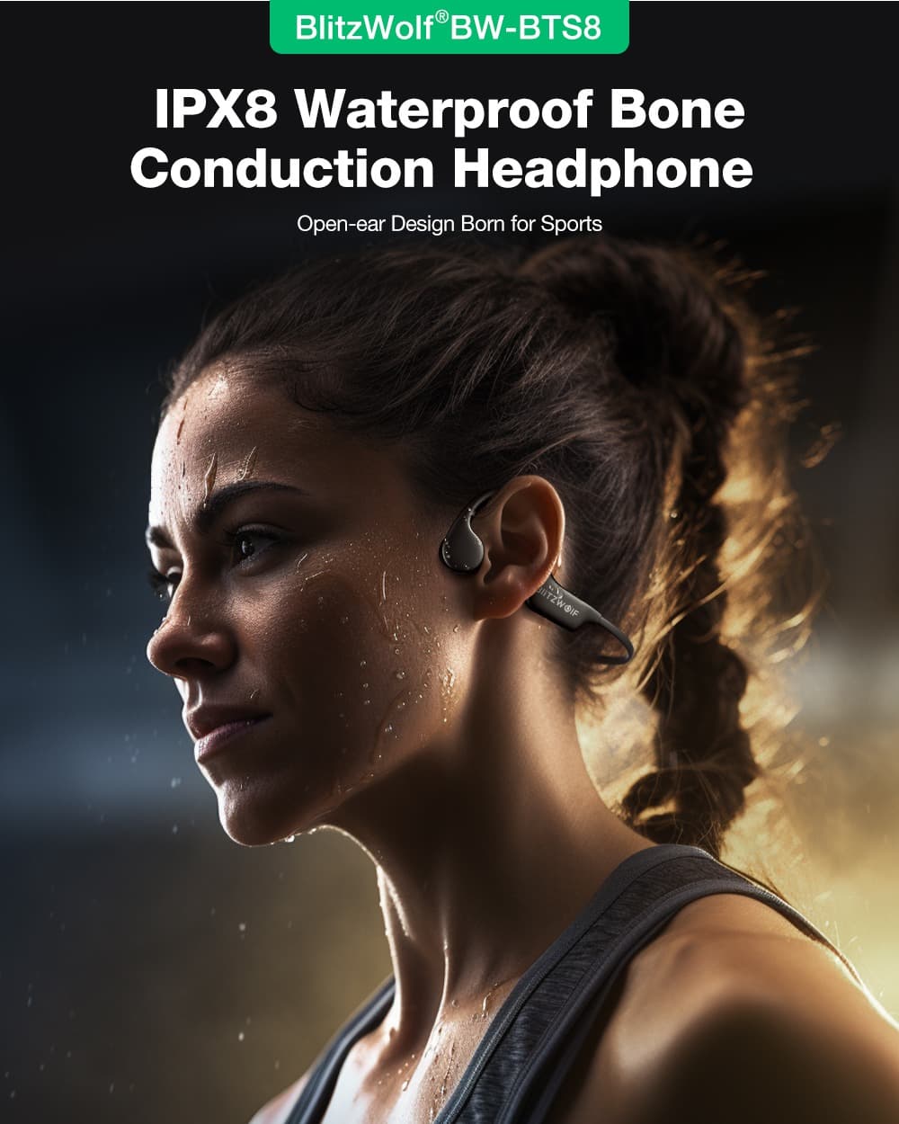 BlitzWolf BW-BTS8: Στέρεο ακουστικά τεχνολογίας Bone Conduction, με IPX8 rating και ενσωματωμένη μνήμη 32GB στα 27.5€!