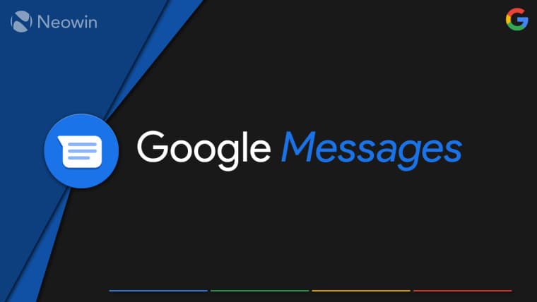 Google Messages logo against a black and blue background