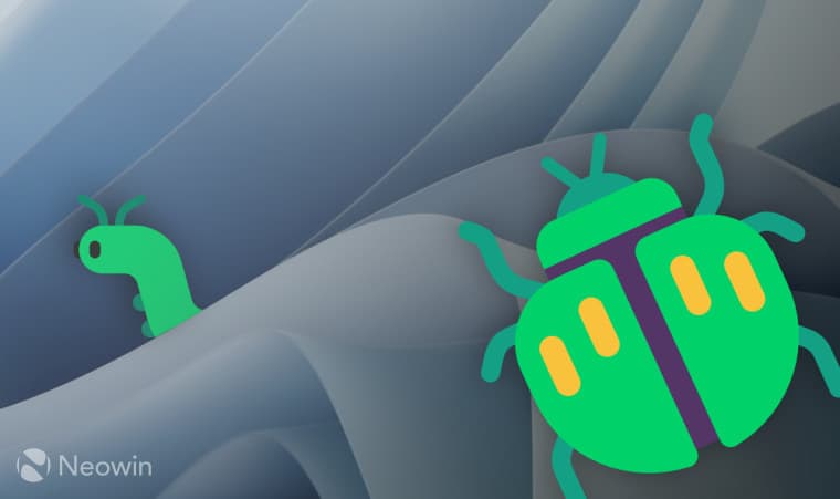 A Windows 11 wallpaper with bugs on the foreground